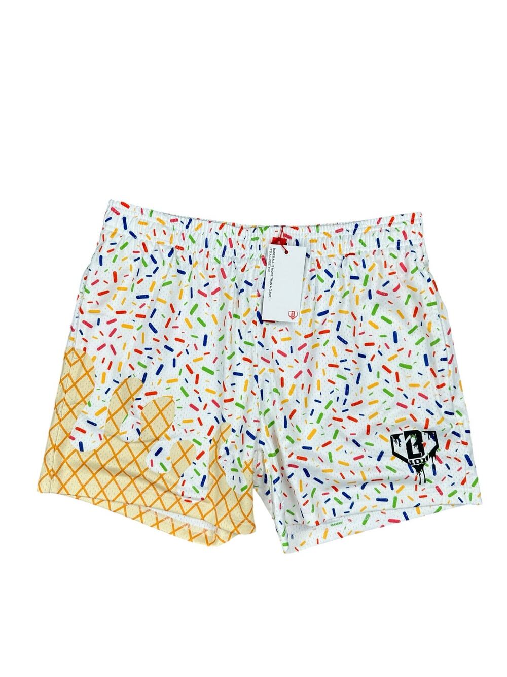 Baseball Lifestyle 101 B101 Vanilla Ice Cream Mesh Shorts White NWT — Size Large
